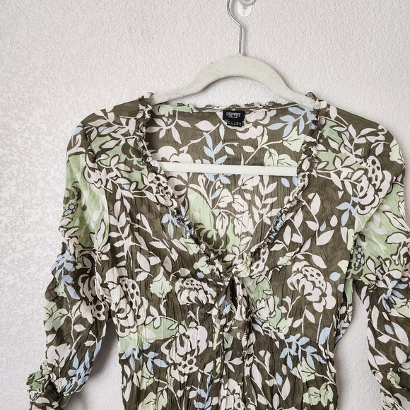ESPRIT x VINTAGE 90s sheer long sleeve floral top size 6 - Picture 6 of 8